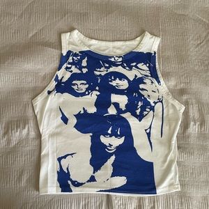 Vintage Girl Graphic Crop Tank Top